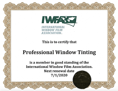 professional window tinting iwfa certification