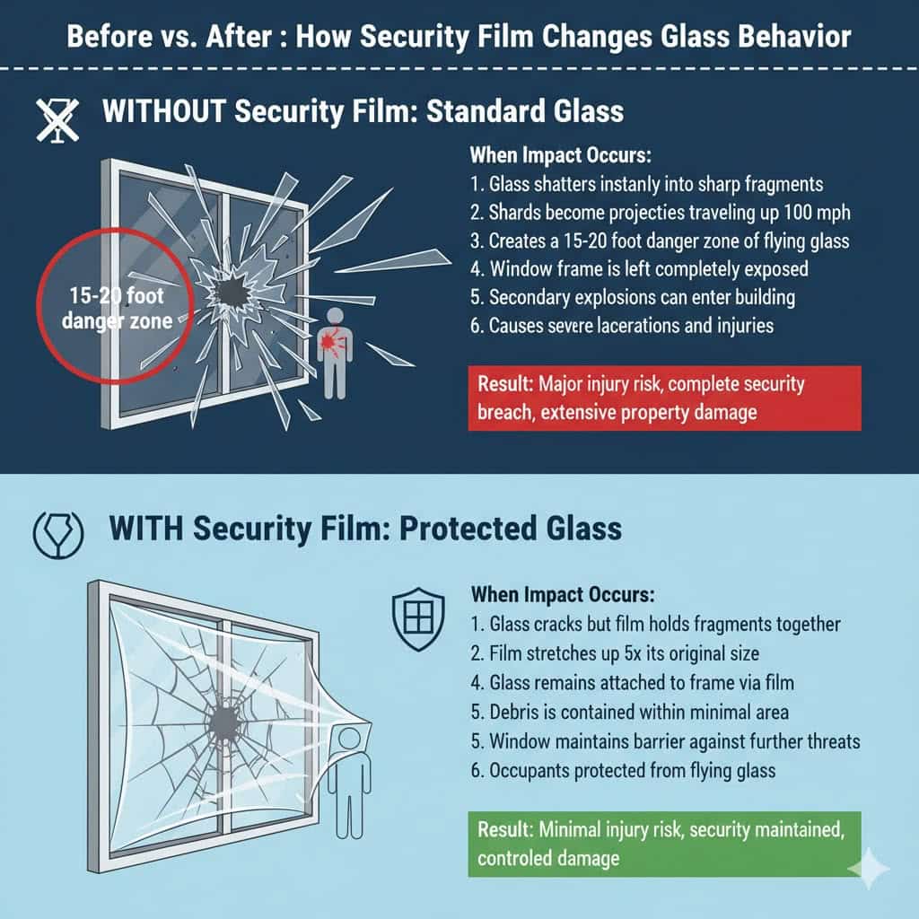 Before vs After How Security Film Changes Glass Behavior