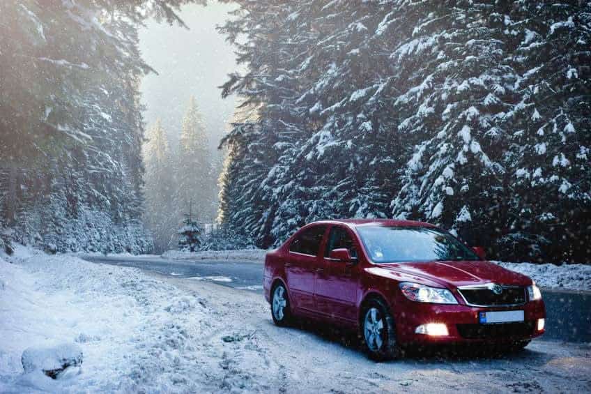 car on the road in the snow
