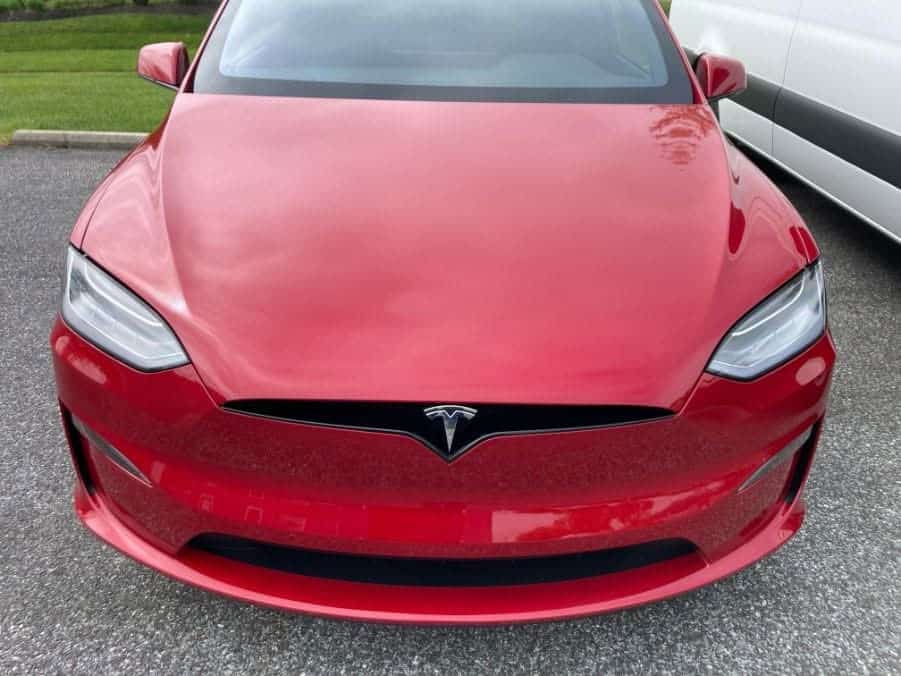 Paint Protection Film on a Tesla Model X in Newark, Delaware.