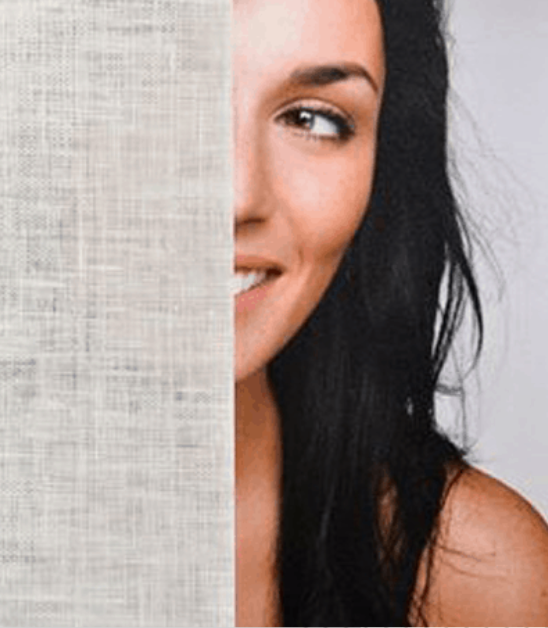 woman behind etched frosted window film glass