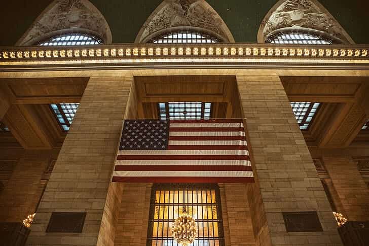 Government Building with American Flag