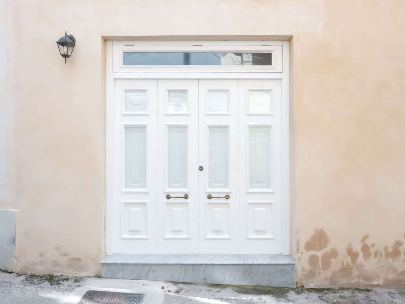 front door with decorative glass film