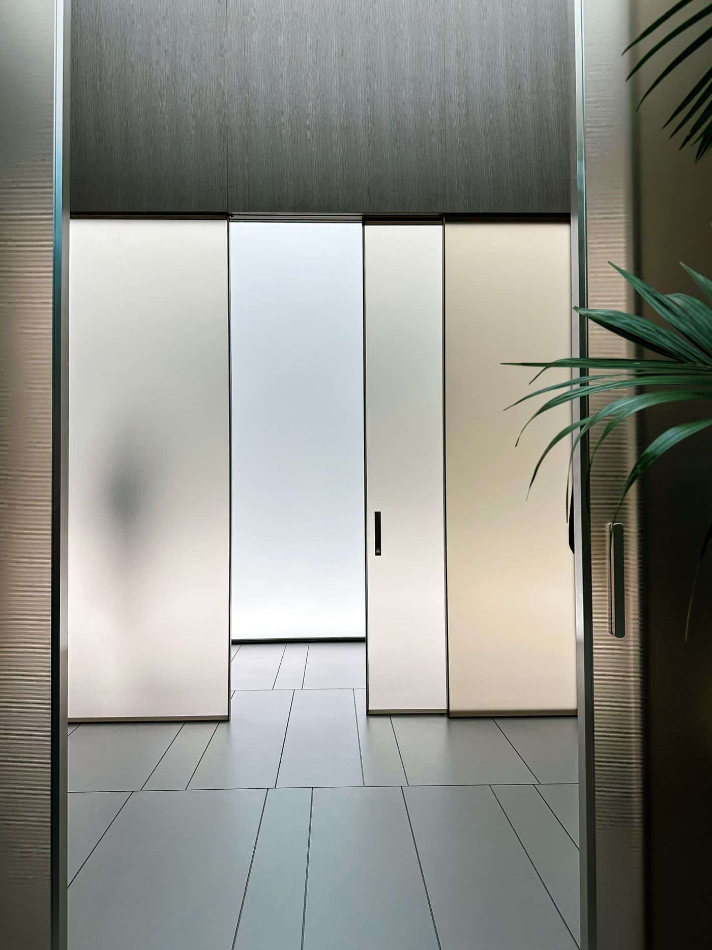 frosted glass sliding doors with 3M Fasara film
