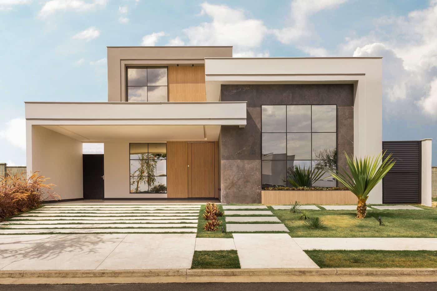 modern home with large front windows