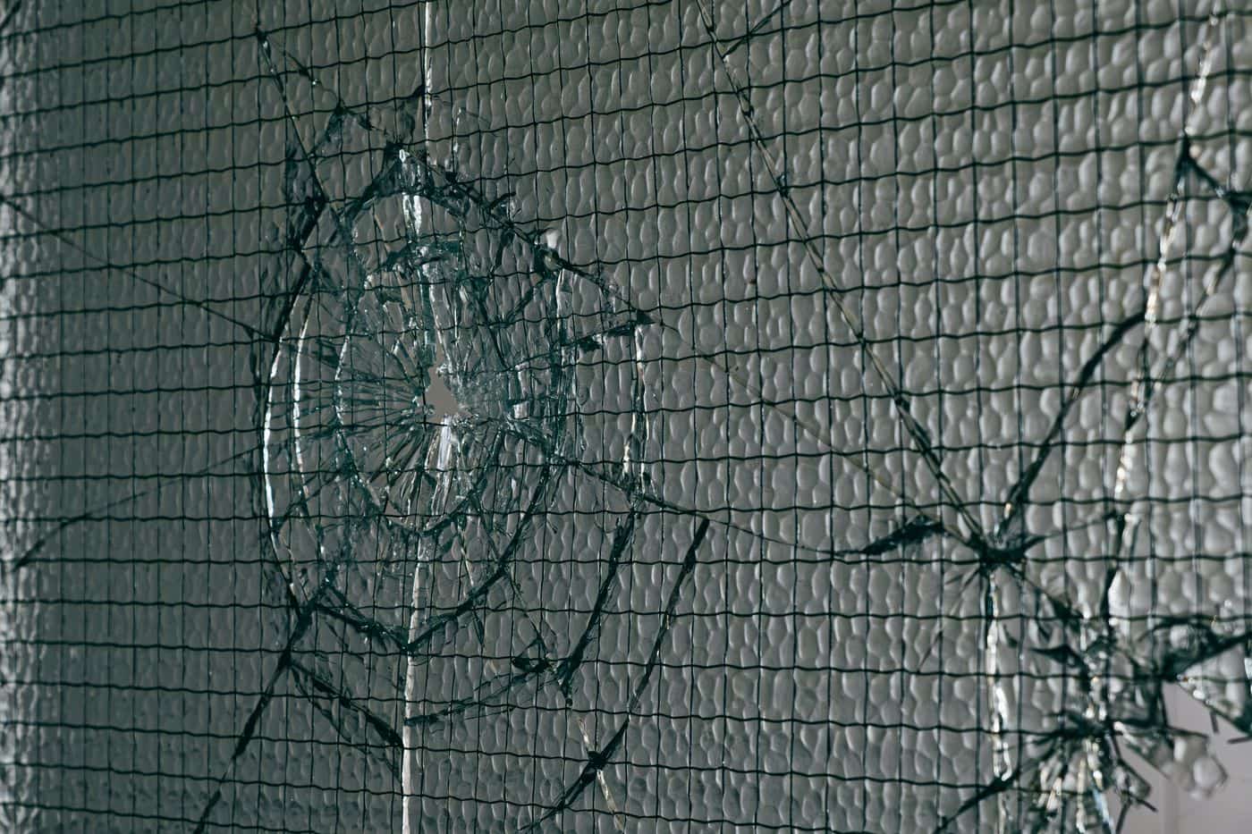 close up of shattered safety glass