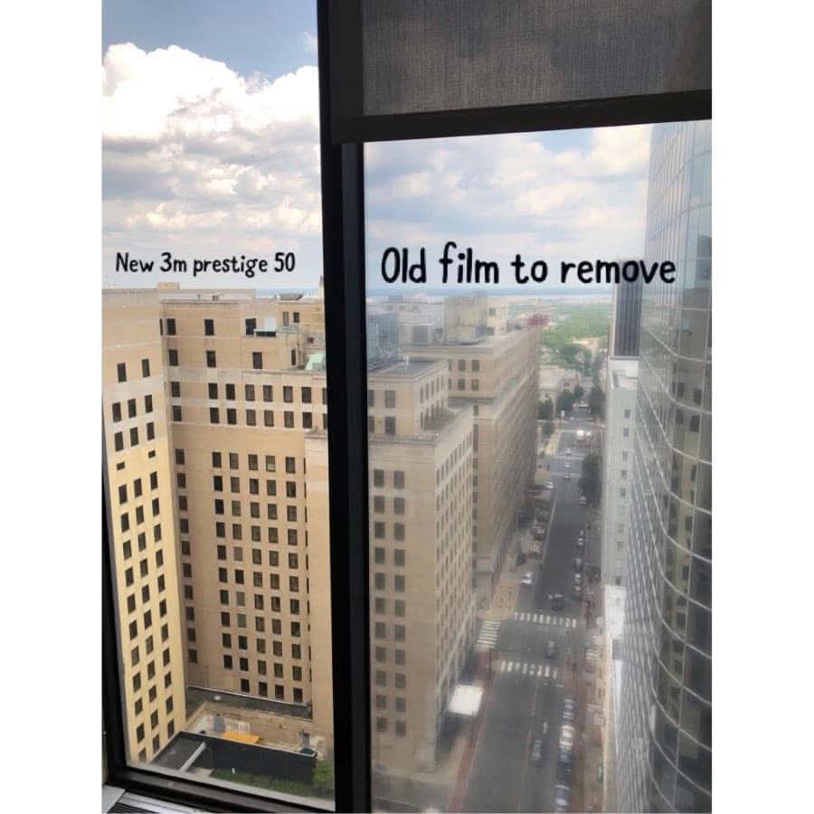 3M Prestige 50 vs commercial window with no film