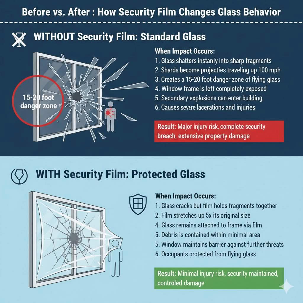Before vs After How Security Film Changes Glass Behavior